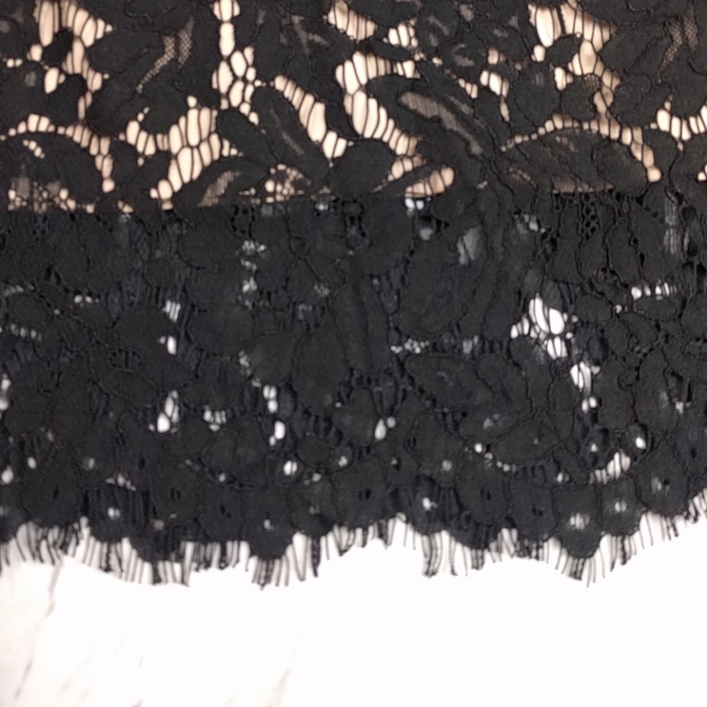 J. Crew Black Beige Contrast Floral Lace Skirt SZ6 - Picture 4 of 8